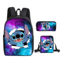 2023 New Stitch School Bag, Stitch Three-piece Set, Primary School Student Printed Cartoon Backpack, Shoulder Bag, Pencil Case Set. 