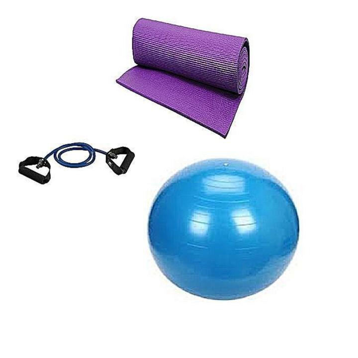 Yoga Mat & Gym Ball And Resistance Band Home Gym Fitness, Pack Of 3