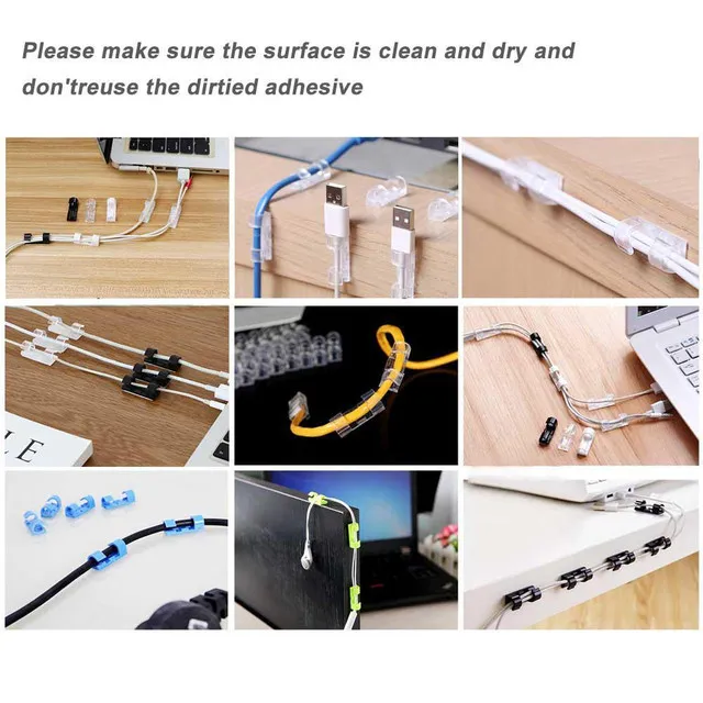 Cable Clips, 20Pcs Self-Adhesive Wire Clips, Durable Multifunctional Cord Holder Wire Organizer, Premium Sticky Acrylic Adhesiver Cord Clips For Home Office Car TV PC Laptop Desktop Management