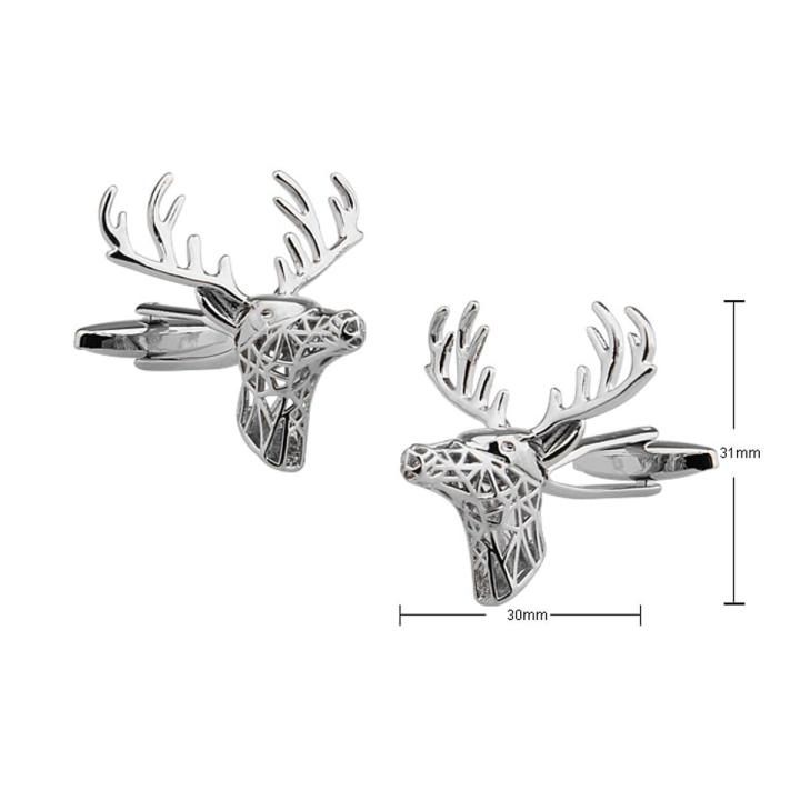 【happy one】Animal Arts Deer Cufflinks For Men Quality Material Silver Color Cuff Links