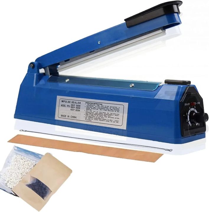 FREE STRIP 8 inch Impulse Sealer 500 Watt Heat Sealing Machine Vacuum Bag Sealer Poly Tubing Plastic Bag Packing Tools Heat Sealer Shrink Plastic