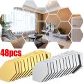 Hexagon Acrylic Mirror Wall Sticker Acrylic Adhesive Gold Silver Mosaic Tiles Removable DIY Bedroom Bathroom Home Decor Sticker. 