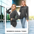 Fast Forward Women’s Tunic Blouse Twist Knot, Long Sleeves T Shirt, Loose Fitting Pullover Tops. 