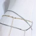 Ladies Crystal Diamond Belly Hip Low Waist Chain girl Rhinestones Belt Female Summer Beach Belts For Women. 
