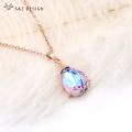 S&Z DESIGN New Fashion Water Drop Crystal Pendant necklace 585 Rose Gold Chain For Women Wedding Jewelry Simple Elegant Gift. 