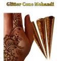 Pack of 2 : Glitter Mehndi cone Golden & Silver. 