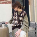 RULINWOODS Women Checked Sweater Vest Street Fashion Retro Plaid Vest. 