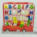 Digital Wooden Alphabet bus - Toy car - Alphabet sorting - Alphabet Puzzle - Intelligence Box - Alphabet Car. 