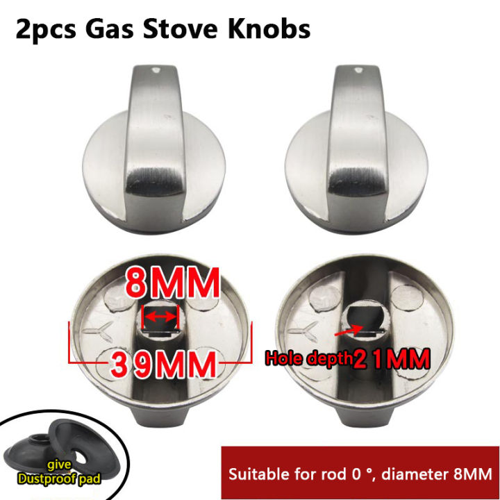 2PCS 6/8MM Gas Cooker Accessories Assembly Button Universal Silver Gas Stove Knobs Cooker Oven Control Switch
