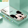 UCUC for Vivo Y20 / Y20S / Y20i / Y12s / Y12A / Y20 2021 / V2026 / Y20S G Luxury 6D Plating Soft Casing Silicone Square Frame Phone Case Shiny Bling Back Cover + Free Lanyard Cartoon Big Head Mouse New design Side Drawing Case. 