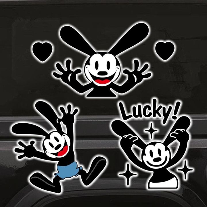Oswald Mickey Cartoon Stickers Jialing Retro Motorcycle Lucky Rabbit Anime Electric Car Helmet Stickers