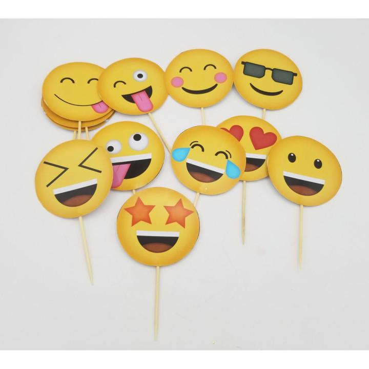 EMOJI THEME CUPCAKE TOPPERS PACK OF 10 CUPCAKE TOPPERS