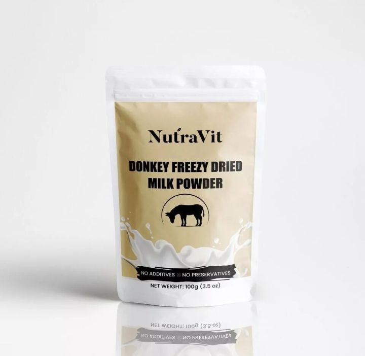 (Pack of 1) 100% NATURAL NutraVit DONKEY FREEZE DRIED MILK POWDER 100GM (3.5 Oz)