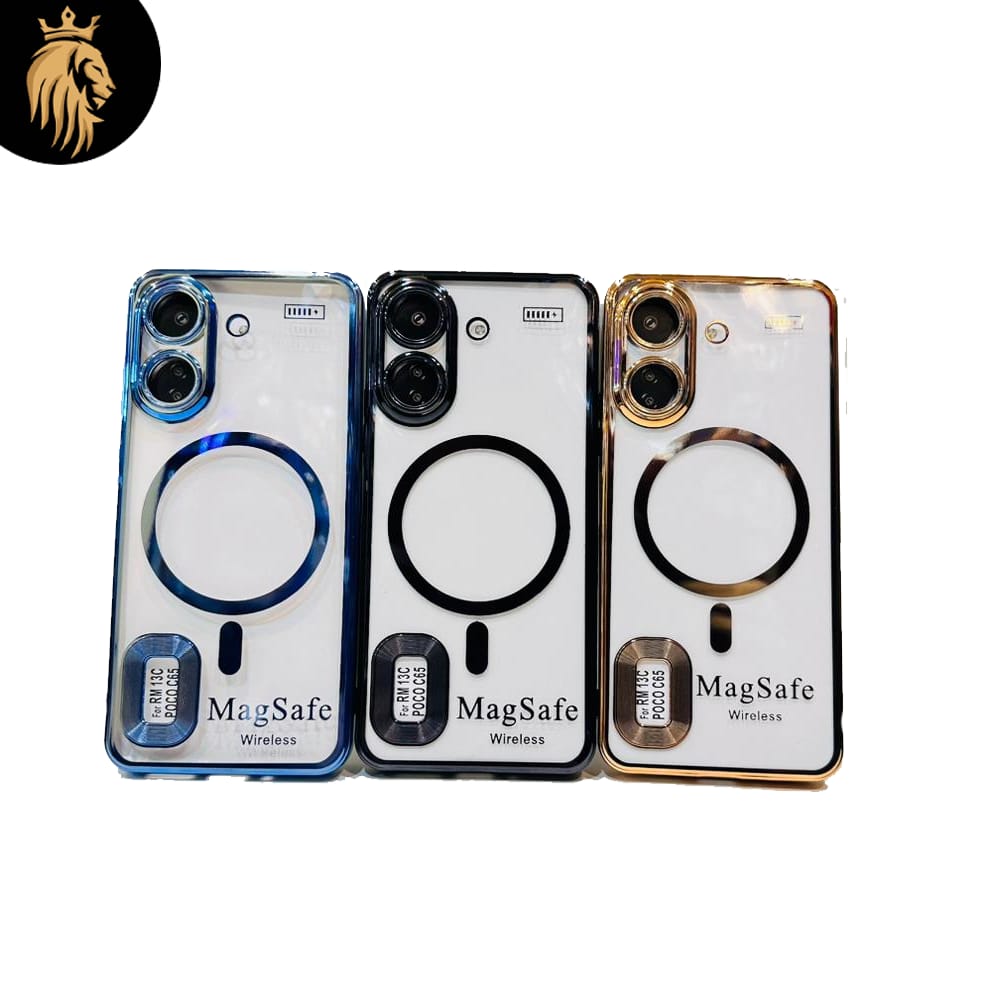 Lahore Mobile Case for Redmi 13c Back Cover Luxury 6D Plating Soft Case Camera Lens Protection - Crome Case - MAG SAFE Case