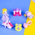 Fancy Barbie , Unicorn and Fairy Erasers Set , 10 Different Pieces for Kids , Barbie, Castle, ring and flying dragon , Unicorn Erasars , Fairy Girl Erasors , Doll ,  Rubbers Buy2Enjoy. 