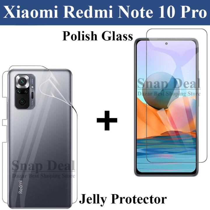 Xiaomi Redmi Note 10 Pro Tempered Glass Screen Protector Polish Glass  + Back Clear Jelly Protector Soft Film Protection Hydrogel Film Protector For Xiaomi Redmi Note 10 Pro