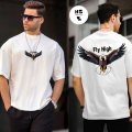 Fly high eagle print Drop shoulder T-shirt. 