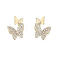 bellylady Women Butterfly Stud Earrings Luxury Zircon Simple Piercing Earrings Jewelry Gifts For Girls. 