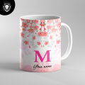 Customize Coffee , Tea Mug with your Name & Name Alphabet Floral Design 42. 