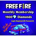 Garena Free Fire Monthly Membership (1900 Diamonds). 