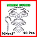 20Pcs 10 Number/2 inches Stainless Steel Screw Hook Lamp Hooks Wall Wood Hook Sheep Eye Self Tapping Screw. 