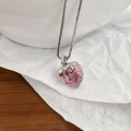 Hunts Best - New Fashion Pink Zircon Crystal Heart Necklace for Women - Sterling Silver Chain Pendant Necklace for Girls - Birthday Gift for Girls, Girlfriend, Bestie, Wife, Sister, Daughter and Mother.. 