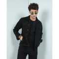 Jet Black Denim Jacket. 