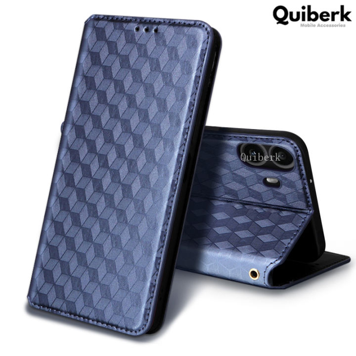 Quiberk for Nothing CMF Phone 1 5G Cubic Pattern Card Slot Wallet Case Stand Shockproof Cover