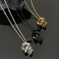 Vintage Fake Hip Hop Jewelry Broken Damaged Half Face Skull Pendant Necklace for Men. 
