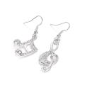 Fashion Women Music Note Treble Clef Rhinestone Dangle Hook Earring Jewelry. 