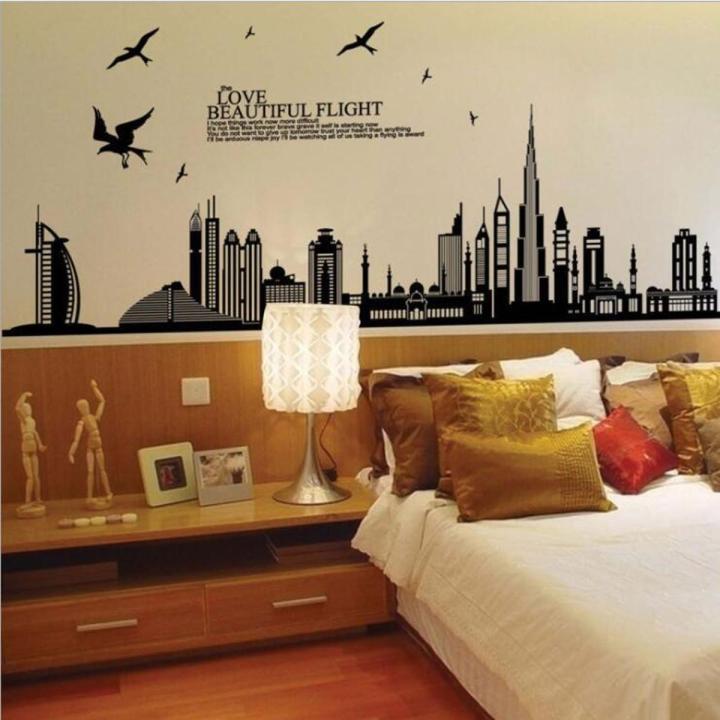 New York building Wall Decals Wall Paper architectural  DIY Home Art Decor Decorative Wall Sticker Murals for Bedroom Living Room Tv Sofa Background Offices DIY Wall Decor