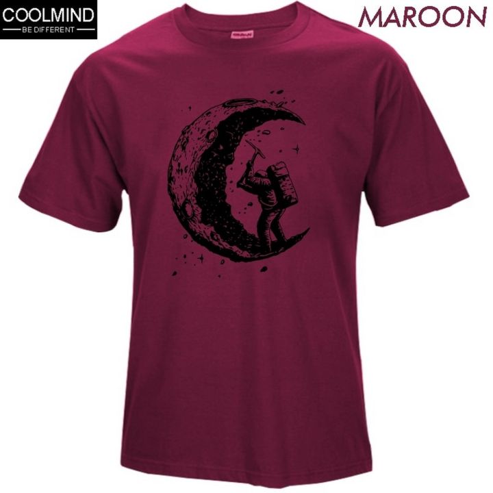 100% cotton digging the moon print funny mens o-neck t shirts fashion men's tops men T-shirt cool men tshirt male men tee shirts