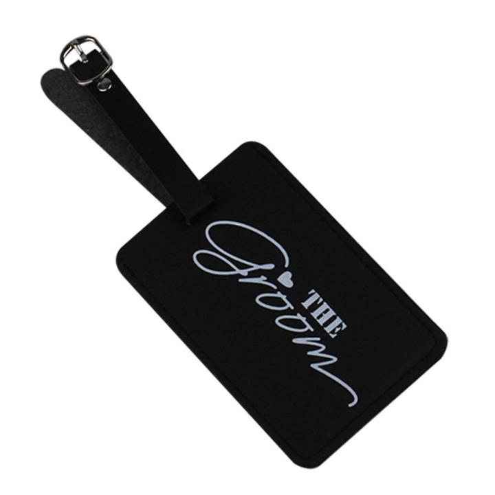 PU Leather Luggage Tags Bride Groom Suitcase ID Address Holder Baggage Boarding Tag Portable Label Couples Travel Accessories