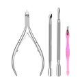 Manicure and Pedicure Nail Cleaning Tools for Parlor Including Nail Fork, Nail Clipper, Cuticle Pusher and Ingrow Nail File, Stainless Steel Nail Clippers kit for Women Personal Use (Pack of 4). 