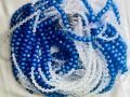 fancy 10 blue/white row hanging beads/strings curtains Length 66 inches width adjustable/door hanging decoration strings. 