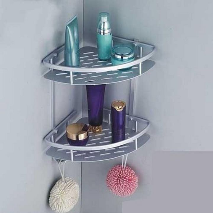 2 Layer Aluminium Bathroom Corner Rack | Daraz.pk