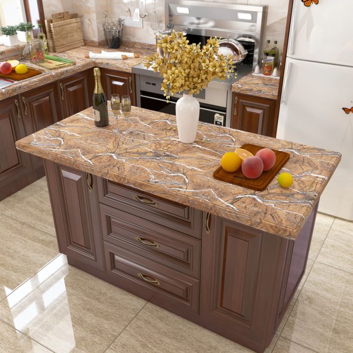 Kitchen Shelf Waterproof Sticker PVC Sheet Oil Proof Brown