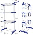 CT/4 Tier Cloth Drying Hanger/Clothes Drying Rack, Stainless Steel Oversized 4-Tier Collapsible Rolling Drying Rack Clothing Folding Laundry Drying Rack Stand Indoor/Outdoor with Side Wings and Casters. 