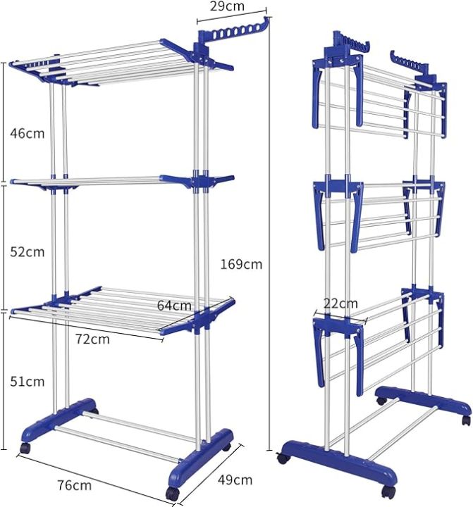 CT/4%20Tier%20Cloth%20Drying%20Hanger/Clothes%20Drying%20Rack,%20Stainless%20Steel%20Oversized%204-Tier%20Collapsible%20Rolling%20Drying%20Rack%20Clothing%20Folding%20Laundry%20Drying%20Rack%20Stand%20Indoor/Outdoor%20with%20Side%20Wings%20and%20Casters%20-%20Image%202
