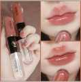 2 in1 Mirror Glossy Lipstick Women Girls Non-Fading Long Lasting Transparent Double Headed Lip Gloss Moisturizing Makeup. 
