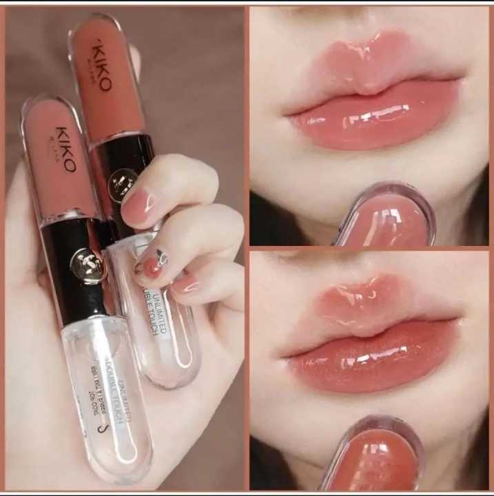 2 in1 Mirror Glossy Lipstick Women Girls Non-Fading Long Lasting Transparent Double Headed Lip Gloss Moisturizing Makeup