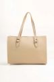 Elegant Beige Leather Tote Bag. 