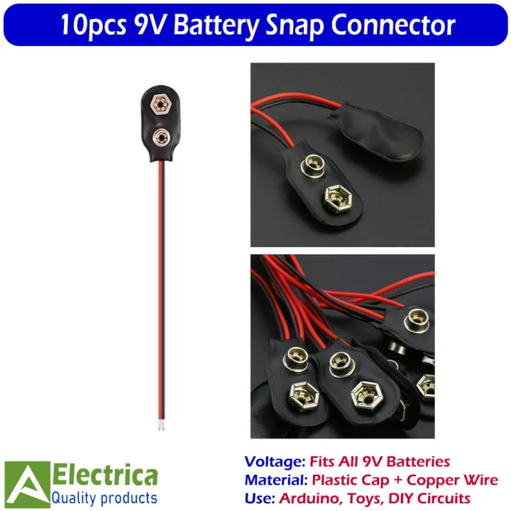 10Pcs%209V%20Battery%20Snap%20Connector%20Cap%20with%20Wire%20Leads%20Durable%20Clip%20for%20Arduino%20Boards,%20DIY%20Circuits,%20LED%20Projects,%20Toys,%20and%20Electronic%20Prototyping%20by%20Electrica%20-%20Image%204
