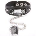 Anime Naruto Shippuden Konoha Leaf Village One Piece Attack on Titan BLEACH Black Butler FAIRY TAIL Logo Bracelet Ring Punk Rive. 