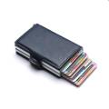 2019 Pu Leather Rfid Blocking Aluminum Credit Card Holder Money Clip Automatic Pop Up Slide Out Front Pocket Wallet Double Aluminum Card Wallets Black. 