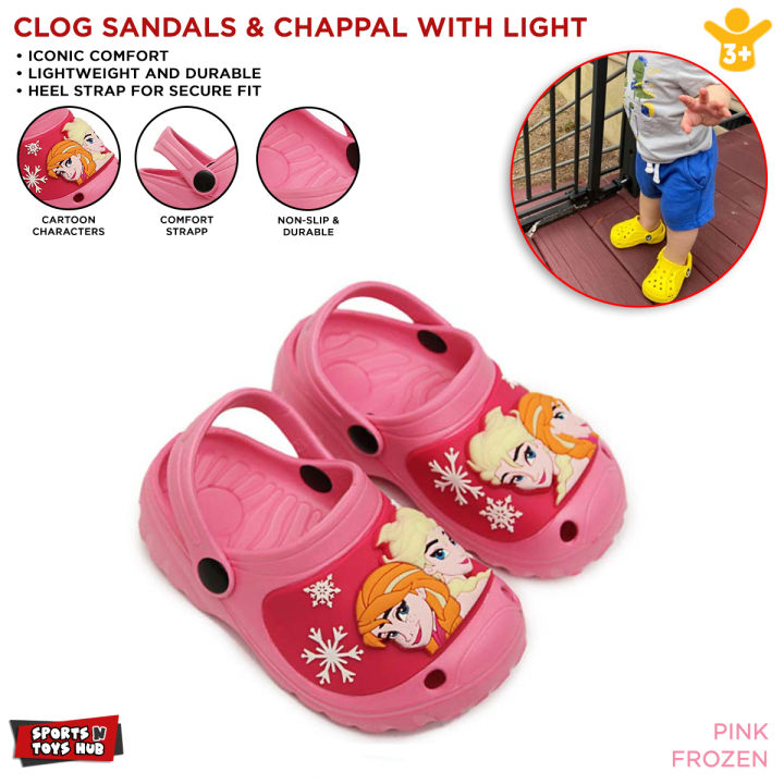 Frozen Light Up Clog 015 Pink Summer Crocs Clog Slippers Sandals Chappal For Your Kids Non Slip Sandals Easy to Wear Daraz.pk