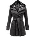 Elegant Check Hooded Style Trench Winter Coat For Women/Girls (Biggest Discount Offer 11.11). 