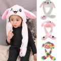 Cute Cartoon Rabbit Hat Moving Ears Jumping up Plush Bunny Hat Head Dress Beanie Kawaii Funny Bunny Hat Cap Birthday Gift. 