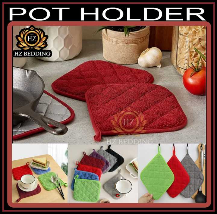 Kitchen Everyday Basic Towel Pot Holder Heat Resistant Coaster Potholder for Cooking and Baking Set of 5 Navy Blue