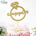 Engaged Cake Topper for Cake Decoration, Bridal Shower, Wedding & Engagement Party Celebration Toppers in Gold. 